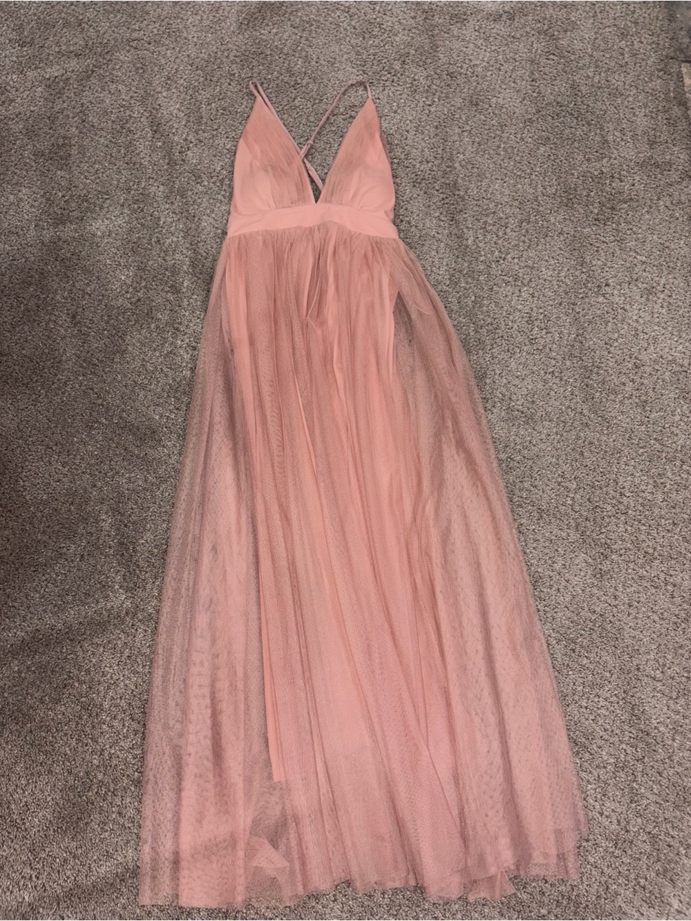 New Gorgeous LUXXEL Dusty Rose Tulle Maxi Dress Size S - Picture 10 of 14